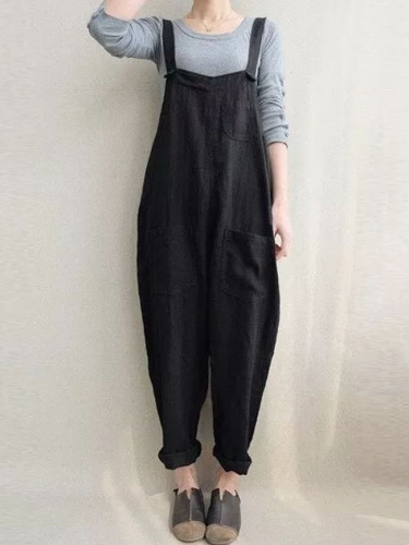 Women's Overalls Loose Dungarees Pockets Jumpsuit