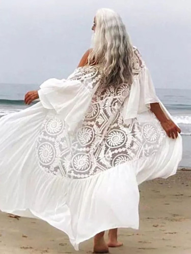 White bikini cover ups lace dresses