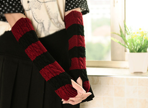 Woolen Glove Sleeve Women's Winter Knitted Warm Long Gloves