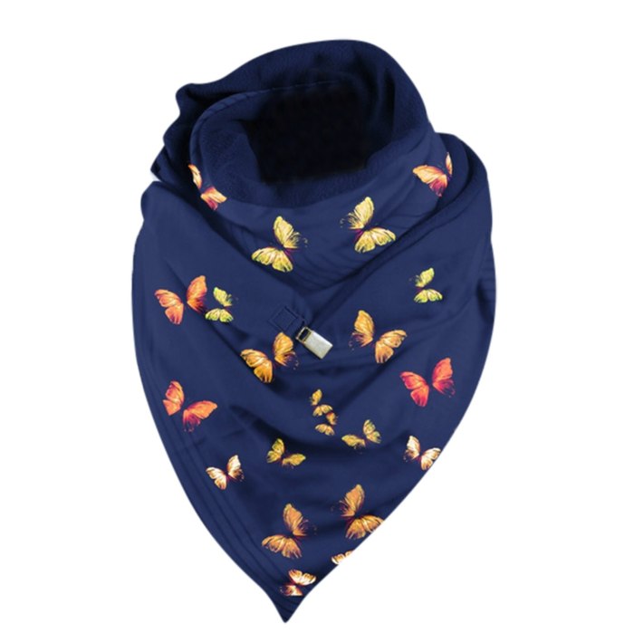 Butterfly Printing Scarf Fashion Winter Button Soft Wrap Casual Warm Scarves