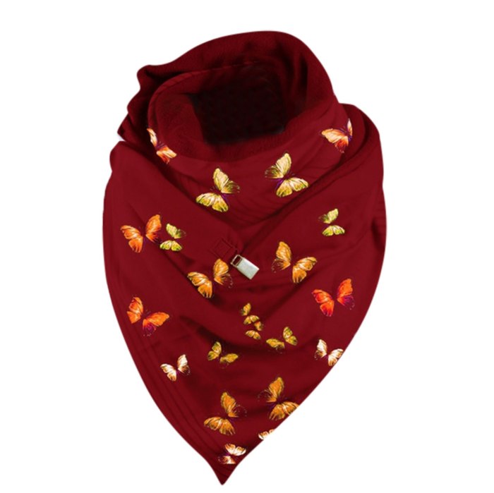 Butterfly Printing Scarf Fashion Winter Button Soft Wrap Casual Warm Scarves
