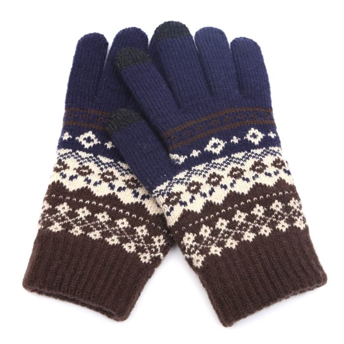 Winter Men/Women Warm Jacquard Stretch Knit Gloves Wool Full Finger Gloves