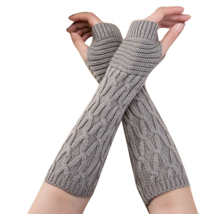 Winter Gloves Warmer Knitted Long Fingerless Gloves Mitten Touch Screen Gloves