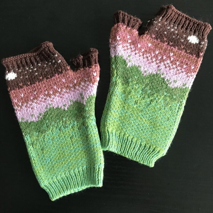 Fingerless Wrist Sets Winter Warm Embroidered Colored Knitted Patchwork Mittens