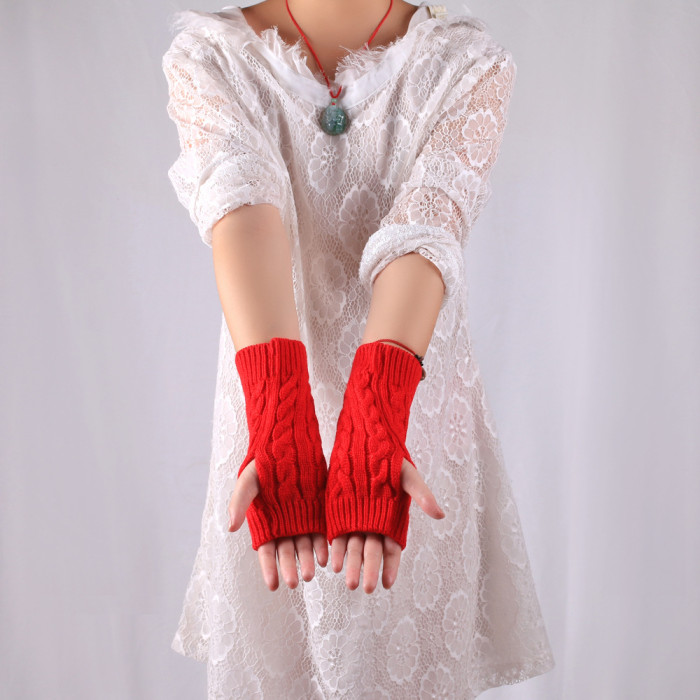 Winter Gloves Fingerless Gloves Knitted Women Hand Wrist Warmer Mittens