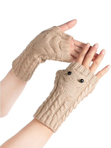 Owl woolen gloves knitted leaky fingers autumn and winter warm fashion gloves