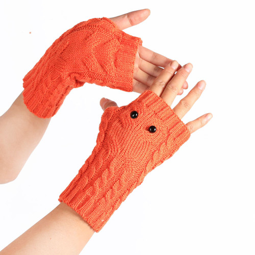 Owl woolen gloves knitted leaky fingers autumn and winter warm fashion gloves