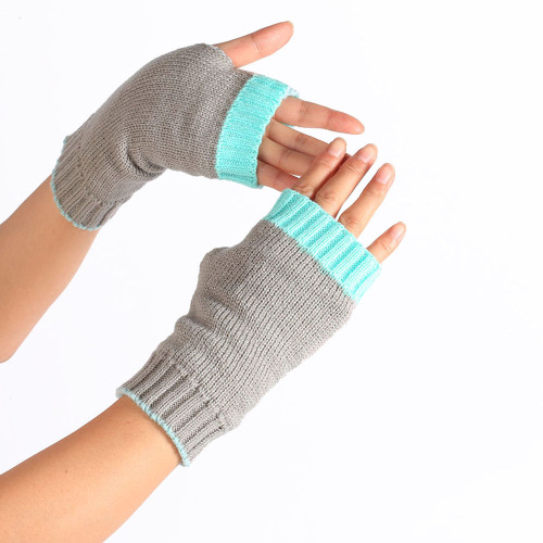 Fingerless Thick Gloves Color Blocking Half Finger Warm Color Wristband