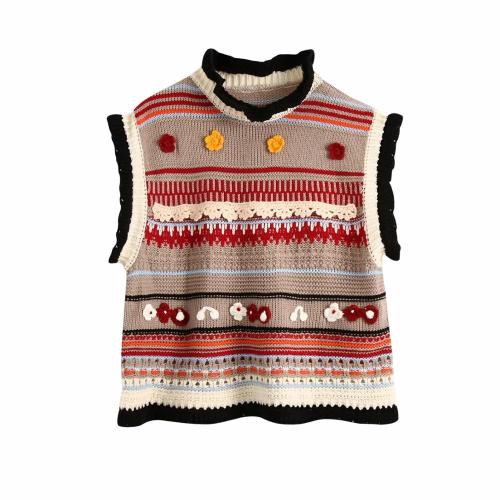 Fashion Flower-shaped Texture Knitted Vest Sweater