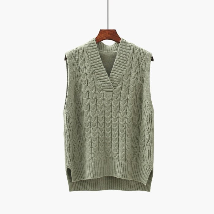 Twist V-neck Knitted Sweater Vest