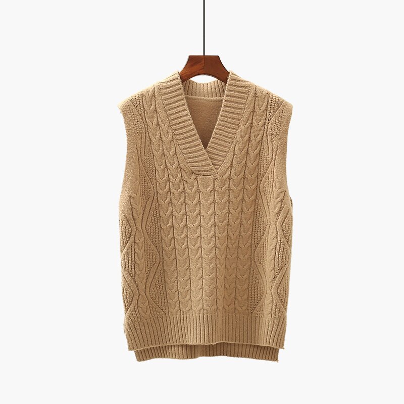 Twist pullover sweater vest women autumn new V-neck wool knitted vest women