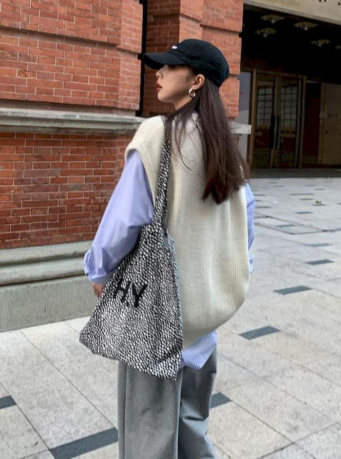 Women Harajuku Oversize Knit Sweater Vest