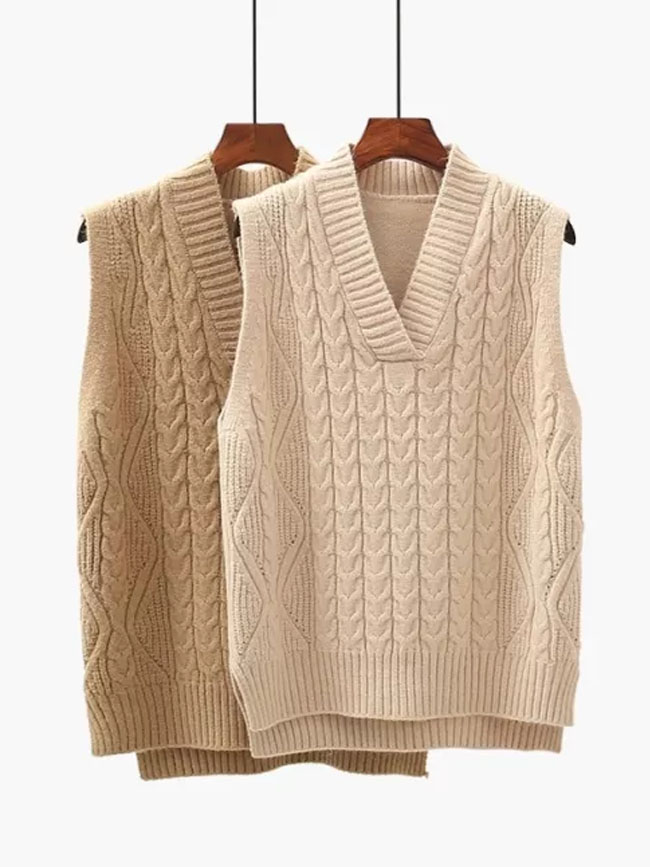 Twist pullover sweater vest women autumn new V-neck wool knitted vest women