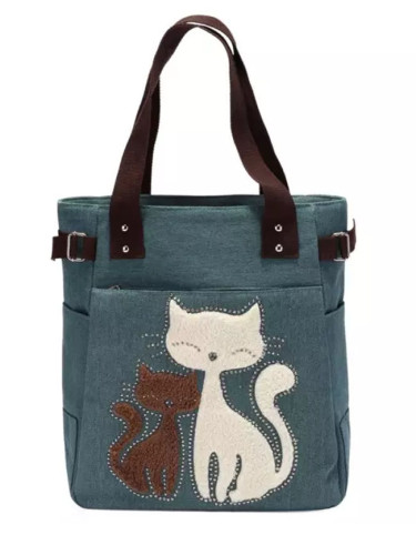 Cute Cat Canvas Handbag for Ladies