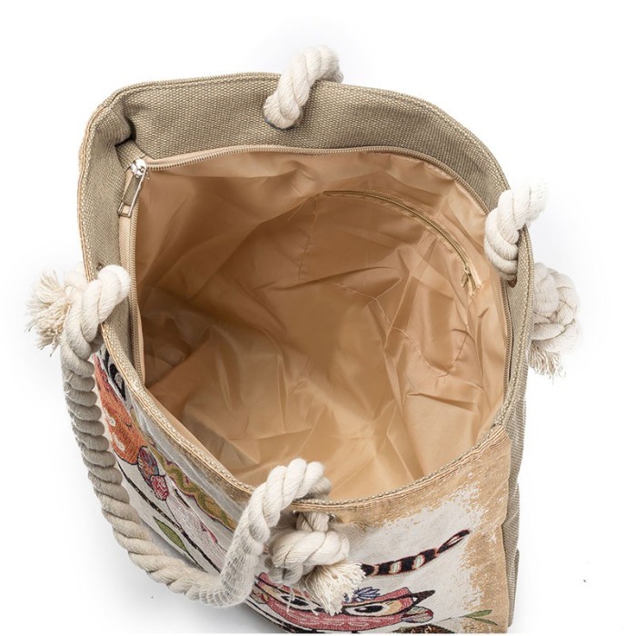 Fashion Lady Tote Bag Prints Hand Bags Linen Practical Casual Shoulder Bag