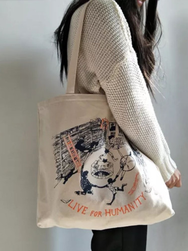 Canvas Shoulder Bag for Women Handbag Cotton Cloth Shopping Bag  Reusable Eco Bags