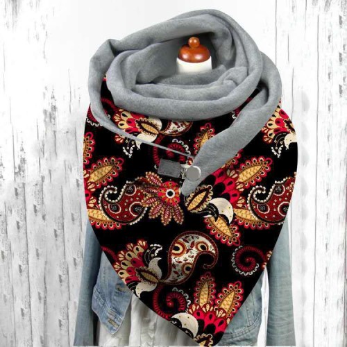 Winter Button Soft Wrap hijab velvet butterfly pattern Scarves Shawls