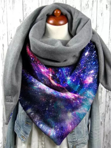 Starry Sky Printing Button Soft Wrap Casual Warm Scarves Shawls