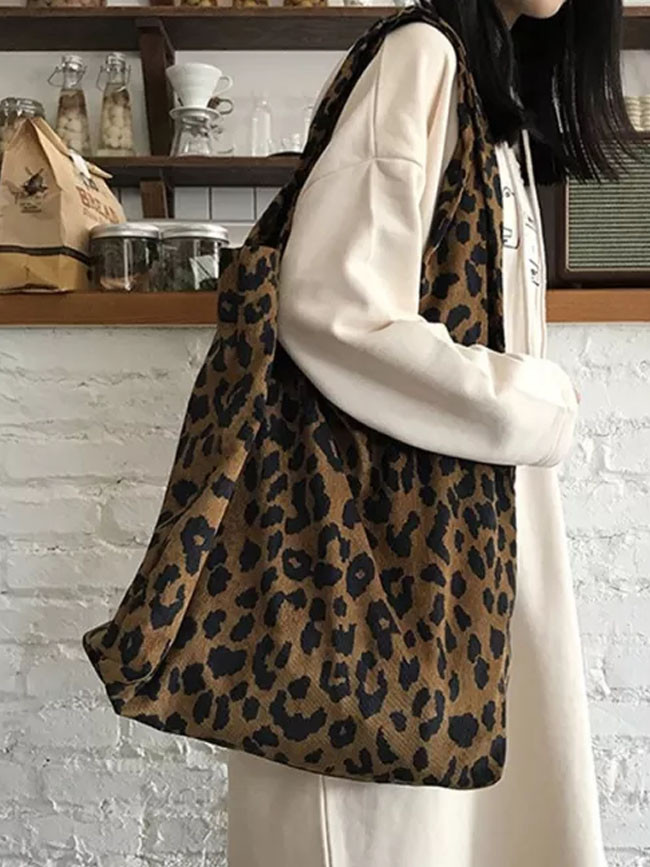 Fashion Women Leopard Satchel Casual Tote BagLarge Capacity Eco Bags