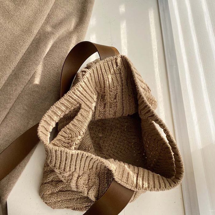 Woolen Knitted Retro Chic Big Capacity Shoulder Bag