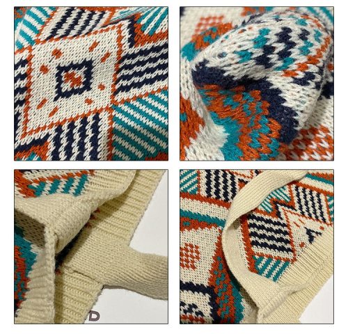 Lady Knitting Bohemian Chic Tote Bag Women Crochet Handbag