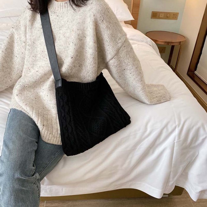 Woolen Knitted Retro Chic Big Capacity Shoulder Bag