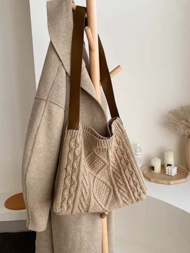 Woolen Knitted Retro Chic Capacity Shoulder Bag