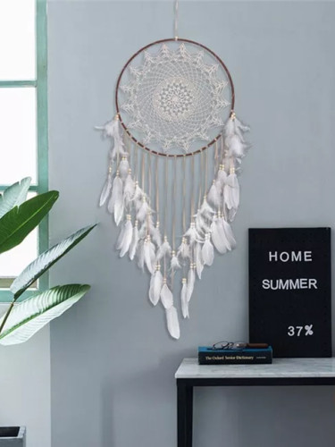 Handmade Feather Dream Catchers Round Metal Ring Circle Hanging Home Decor