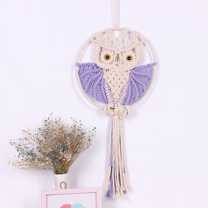 New cotton rope woven tapestry cute owl handmade wall decoration