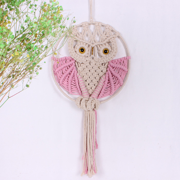 New cotton rope woven tapestry cute owl handmade wall decoration