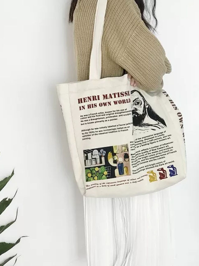 Women Canvas Shoulder Bag Colourist Printing Shopping Bags Book Bag Cotton Cloth Tote