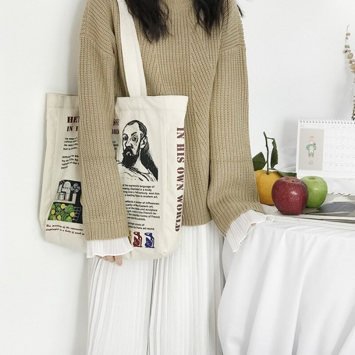 Women Canvas Shoulder Bag Colourist Printing Shopping Bags Book Bag Cotton Cloth Tote