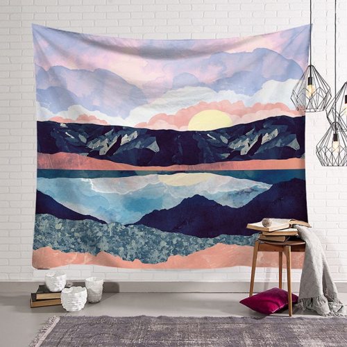 Tapestry Travel Sunrise Oil Painting Pattern Yoga Pad Carpet Beach Blanket