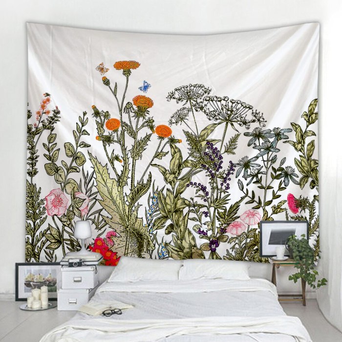 Flowers Printing Wall Mounted Bohemian Tapestry Decoration