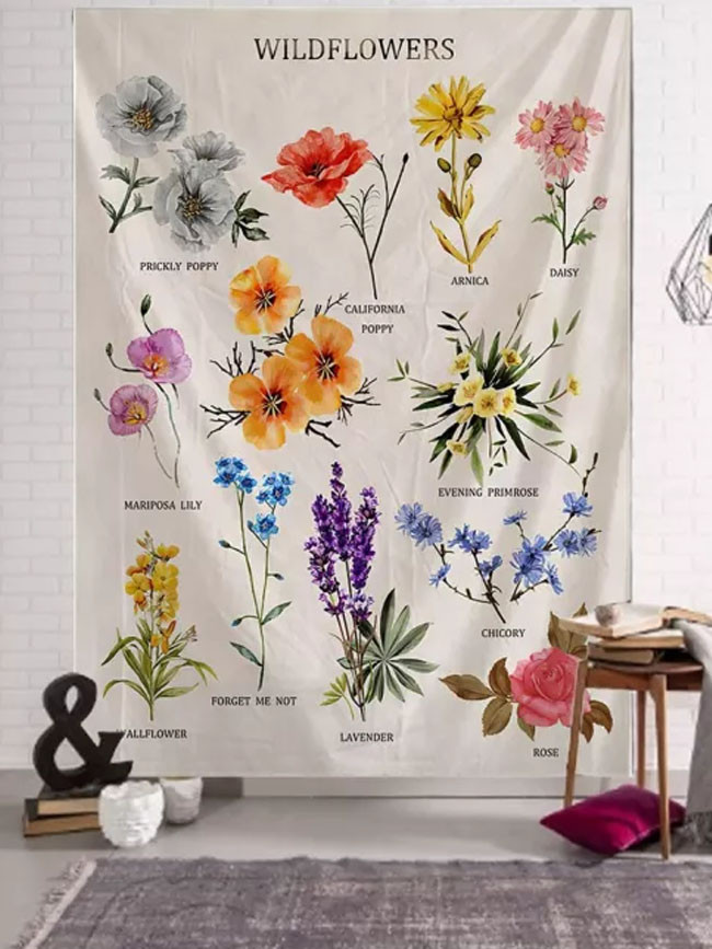 Flowers Printing Wall Mounted Bohemian Tapestry Decoration