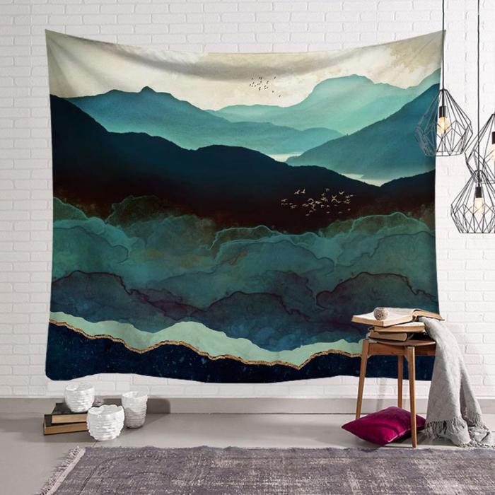 Tapestry Travel Camping Mat Sunrise Oil Painting Pattern Yoga Pad Sleeping Carpet Beach Blanket