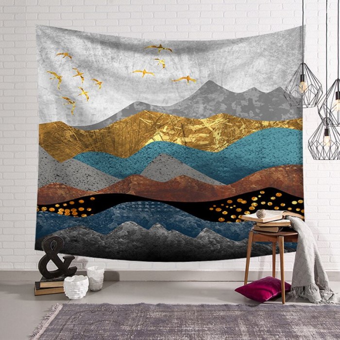 Tapestry Travel Sunrise Oil Painting Pattern Yoga Pad Carpet Beach Blanket
