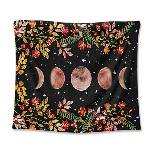 Moon Tapestry Psychedelic Flower Tapestry Wall Hanging Starry Sky Home Decoration