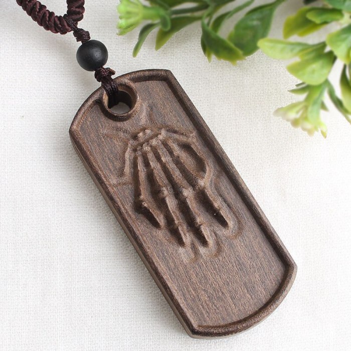 National Style Retro Long Sweater Chain Necklace Simple Handmade Wooden Pendant