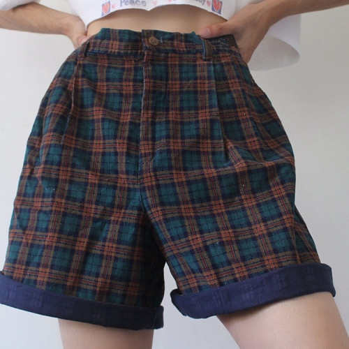 New Style Plaid Summer Casual Women Shorts