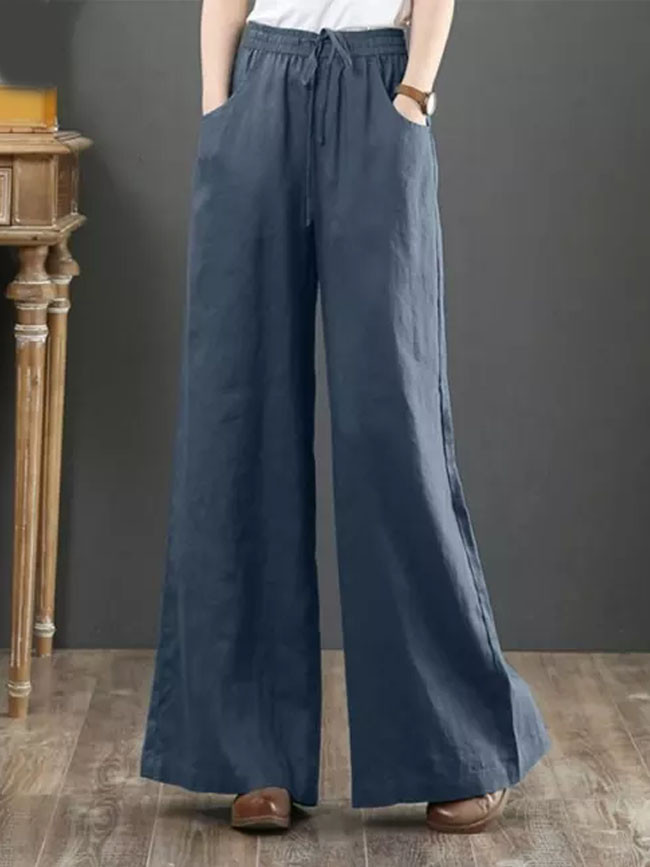 Wide Leg Pants High Waist Solid Flare Pants Casual Loose Long Trousers Streetwear