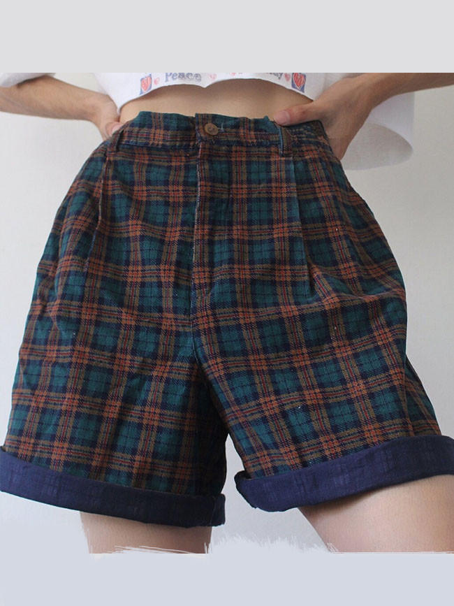New Style Plaid Summer Casual Women Shorts
