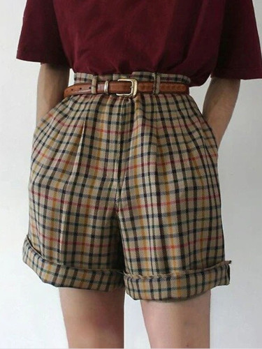 Summer new style plaid casual shorts women