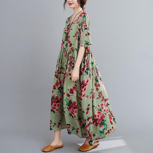 Summer Beach Dress Cotton Dresses for Women Vintage Print