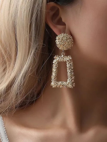 Vintage Earrings Large for Women Statement Earrings Geometric Gold Metal Pendant Earrings