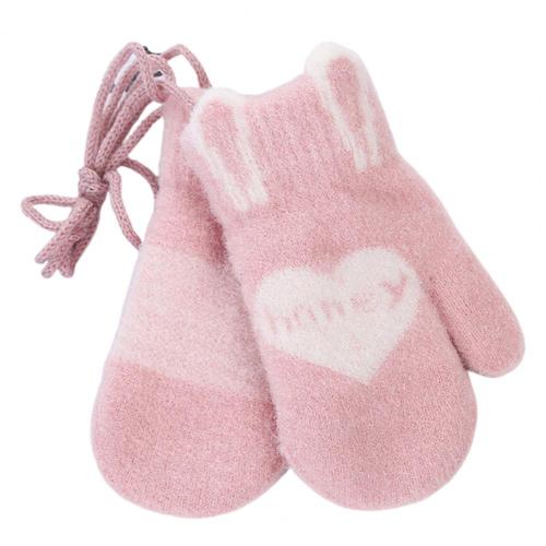 Winter Warm Cute Love Heart Pattern Honey Letters Knitted Gloves Mittens
