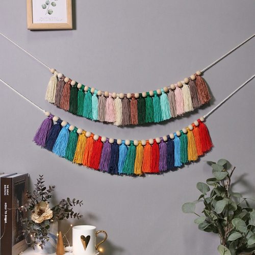 2021 Tassel Garland Colorful Home Decoration Accessories Party Backdrop Christmas Boho Home Decor Wall Hangings Gift