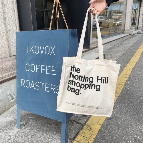 Women Canvas Shopping Bag Notting Hill Letters Printing Totes Female Casual Cotton Cloth Handbag Girls Shoulder School Book Bags