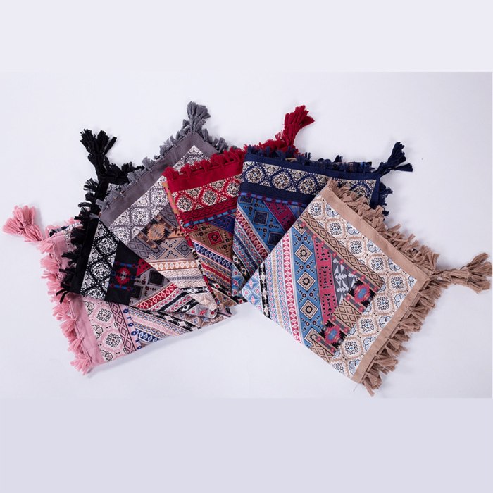 Boho Women Winter Neck Wrap Long Warm Scarf Ethnic Print Triangle Tassel Shawl