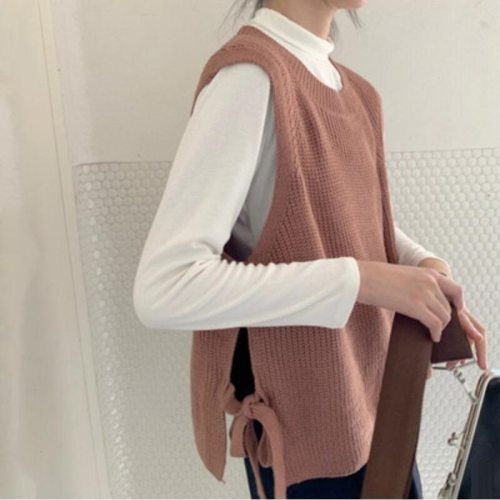 2021 Women Knitted Sweater Sleeveless Women Loose Sweater Vest